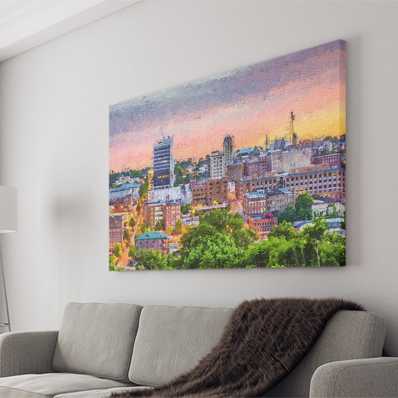Lynchburg Cityscape at Dusk Canvas Prints Wall Art Decor - Paiting Canvas, Art Prints, Wall Decor, For Sale