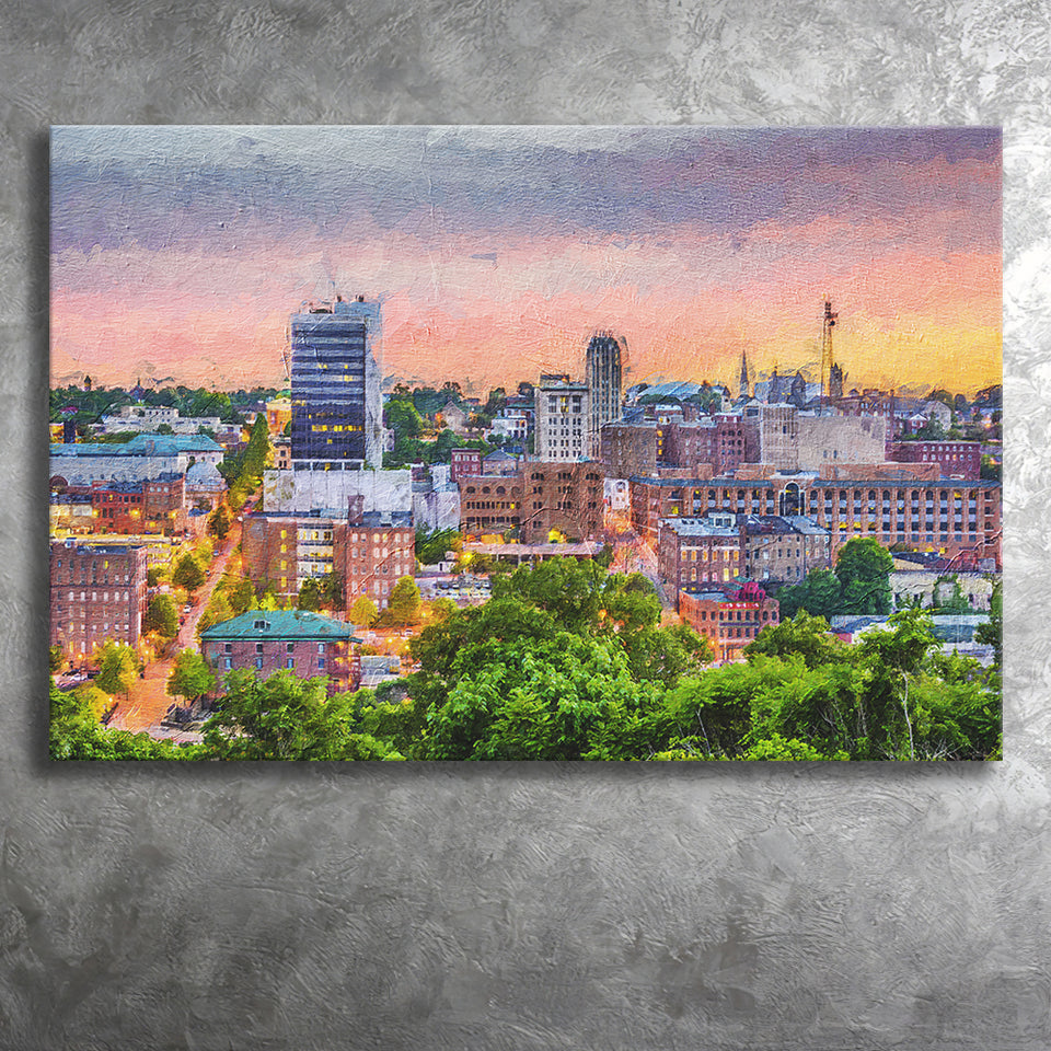Lynchburg Cityscape at Dusk Canvas Prints Wall Art Decor - Paiting Canvas, Art Prints, Wall Decor, For Sale