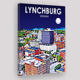 Lynchburg Virginia Art Night Landscape ,City Art Print, Large Canvas, Canvas Print Wall Art Home Decor