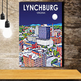 Lynchburg Virginia Art Night Landscape ,City Art Print, Large Canvas, Canvas Print Wall Art Home Decor