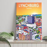 Lynchburg Virginia Art Sunset Landscape ,City Art Print, Large Canvas, Canvas Print Wall Art Home Decor
