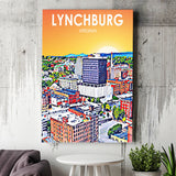 Lynchburg Virginia Art Sunset Landscape ,City Art Print, Large Canvas, Canvas Print Wall Art Home Decor