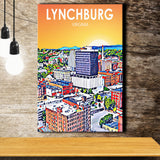 Lynchburg Virginia Art Sunset Landscape ,City Art Print, Large Canvas, Canvas Print Wall Art Home Decor