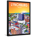 Lynchburg Virginia Art Sunset Landscape, City Art Print, Framed Art Print Wall Art Home Decor, Framed Picture