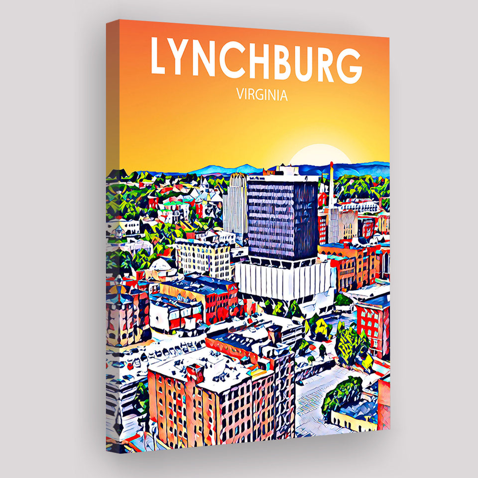 Lynchburg Virginia Art Sunset Landscape ,City Art Print, Large Canvas, Canvas Print Wall Art Home Decor
