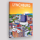 Lynchburg Virginia Art Sunset Landscape ,City Art Print, Large Canvas, Canvas Print Wall Art Home Decor