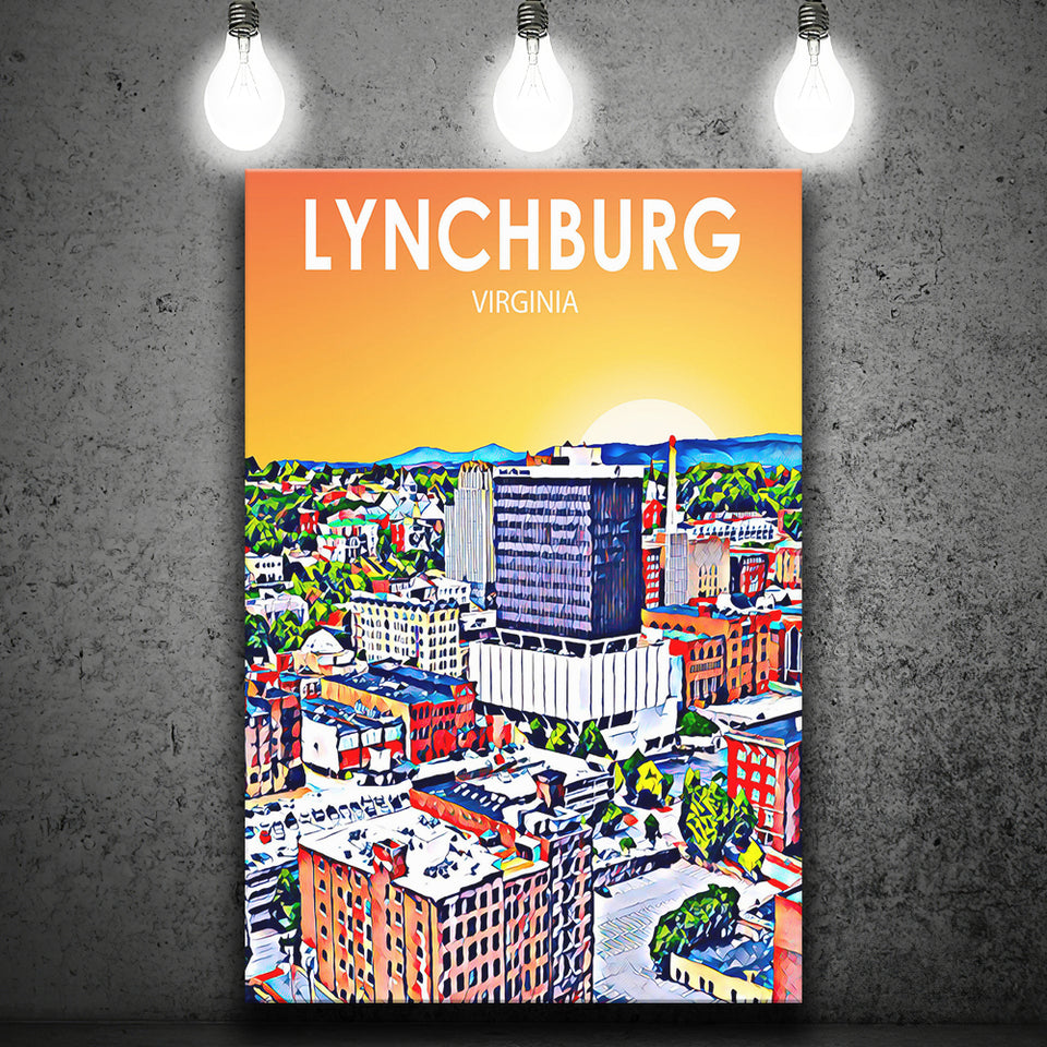 Lynchburg Virginia Art Sunset Landscape ,City Art Print, Large Canvas, Canvas Print Wall Art Home Decor