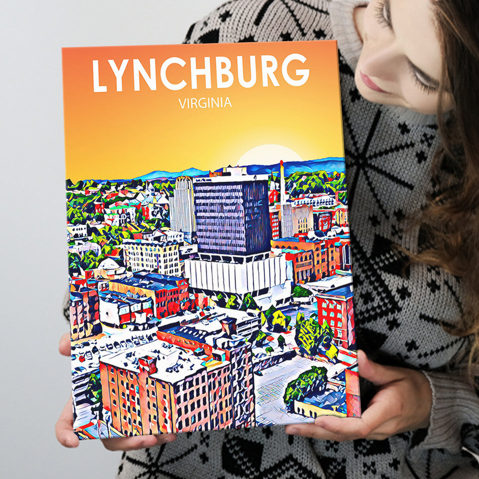 Lynchburg Virginia Art Sunset Landscape ,City Art Print, Large Canvas, Canvas Print Wall Art Home Decor