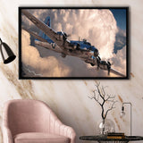 Maiyouweng Jigsaw War Airplane Framed Canvas Prints Wall Art Decor - Painting Canvas, Black Framed Picture