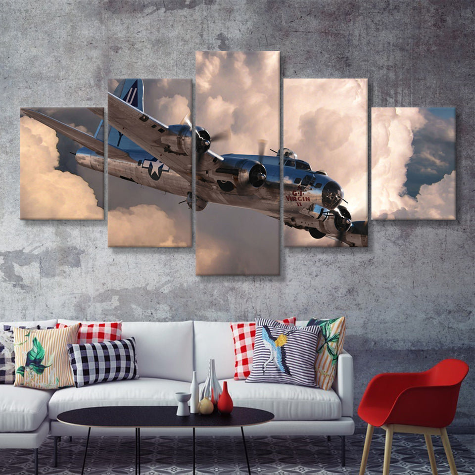 Maiyouweng Jigsaw War Airplane 5 Piece Canvas Prints Wall Art Decor - Painting Canvas, Multi Panels
