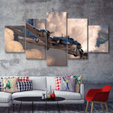 Maiyouweng Jigsaw War Airplane 5 Piece Canvas Prints Wall Art Decor - Painting Canvas, Multi Panels