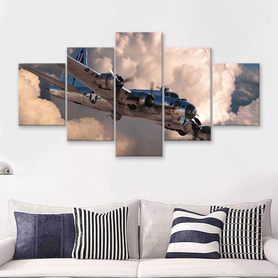 Maiyouweng Jigsaw War Airplane 5 Piece Canvas Prints Wall Art Decor - Painting Canvas, Multi Panels