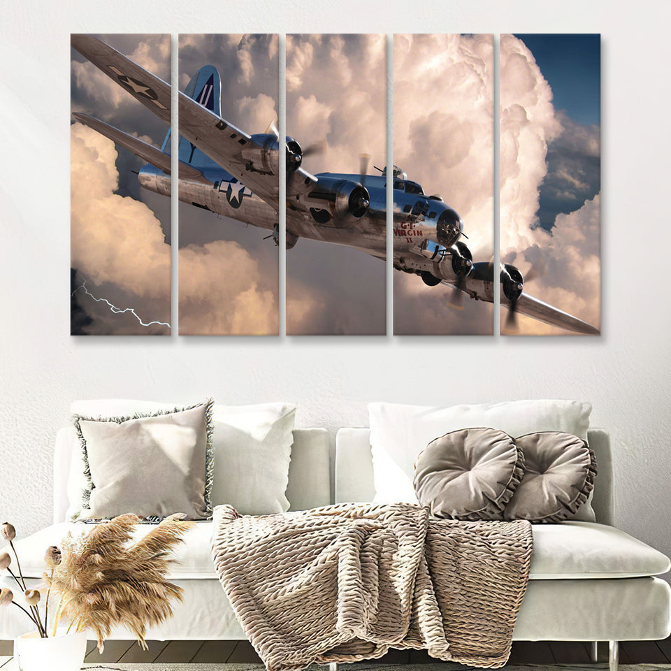 Maiyouweng Jigsaw War Airplane 5 Piece B Canvas Prints Wall Art Decor - Painting Canvas, Multi Panels
