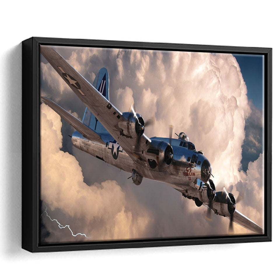 Maiyouweng Jigsaw War Airplane Framed Canvas Prints Wall Art Decor - Painting Canvas, Black Framed Picture