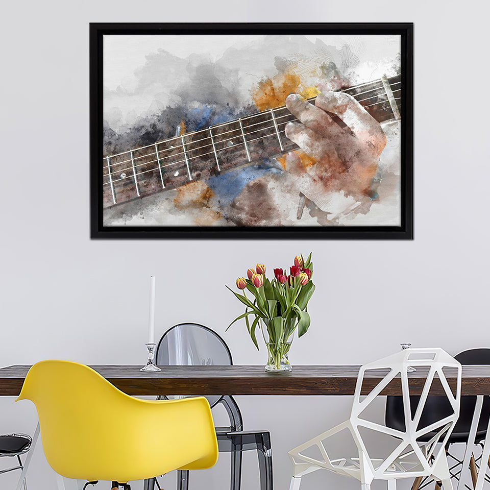 Man Playing Guitar Oil Painting Framed Canvas Prints Wall Art Home Dec –  UnixCanvas