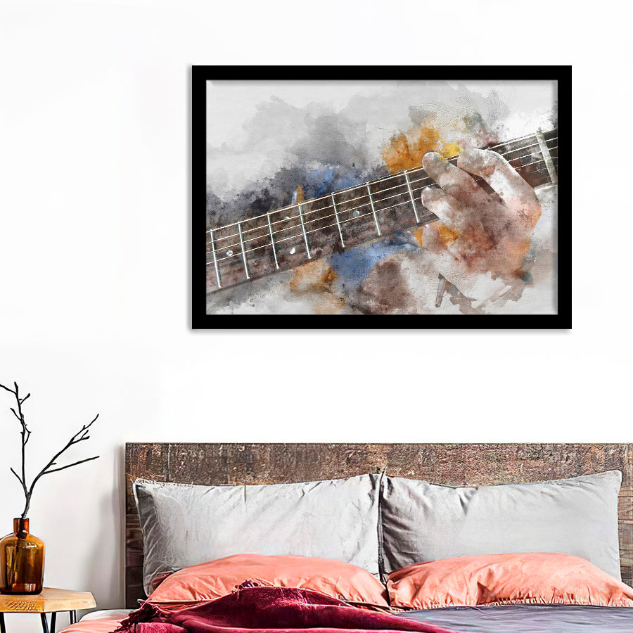 Man Playing Guitar Framed Art Prints - Framed Prints, Painting Prints, Prints for Sale, Framed Picture