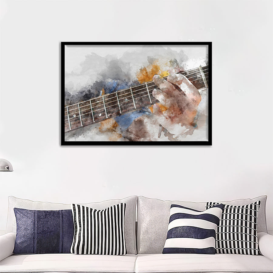 Man Playing Guitar Framed Art Prints - Framed Prints, Painting Prints, Prints for Sale, Framed Picture