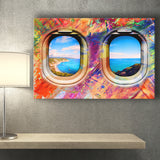 Airplane Window Seat Travel Lovers Canvas Prints Wall Art - Painting Canvas, Home Decor, Canvas Art, Prints For Sale