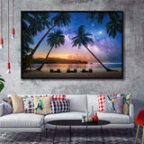Midnight Falls Framed Canvas Prints Wall Art Home Decor - Painting Canvas, Black Frame, Framed Picture