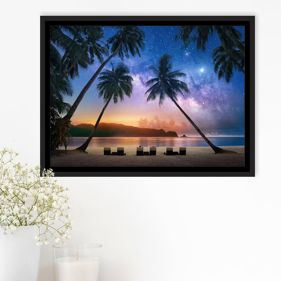 Midnight Falls Framed Canvas Prints Wall Art Home Decor - Painting Canvas, Black Frame, Framed Picture