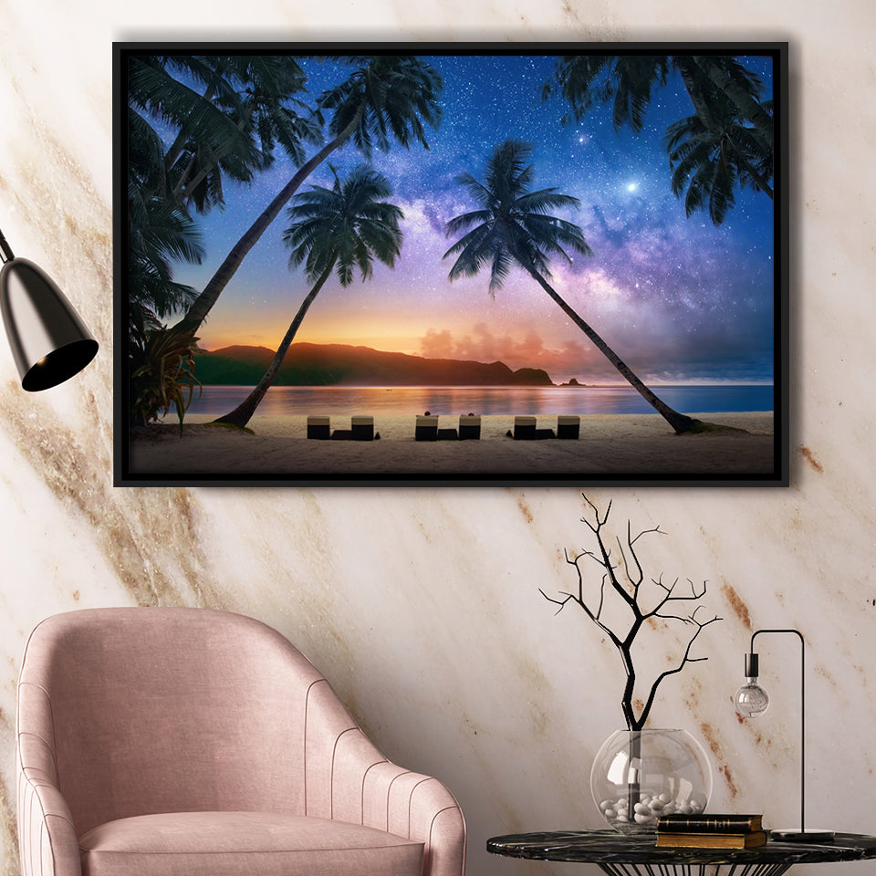Midnight Falls Framed Canvas Prints Wall Art Home Decor - Painting Canvas, Black Frame, Framed Picture