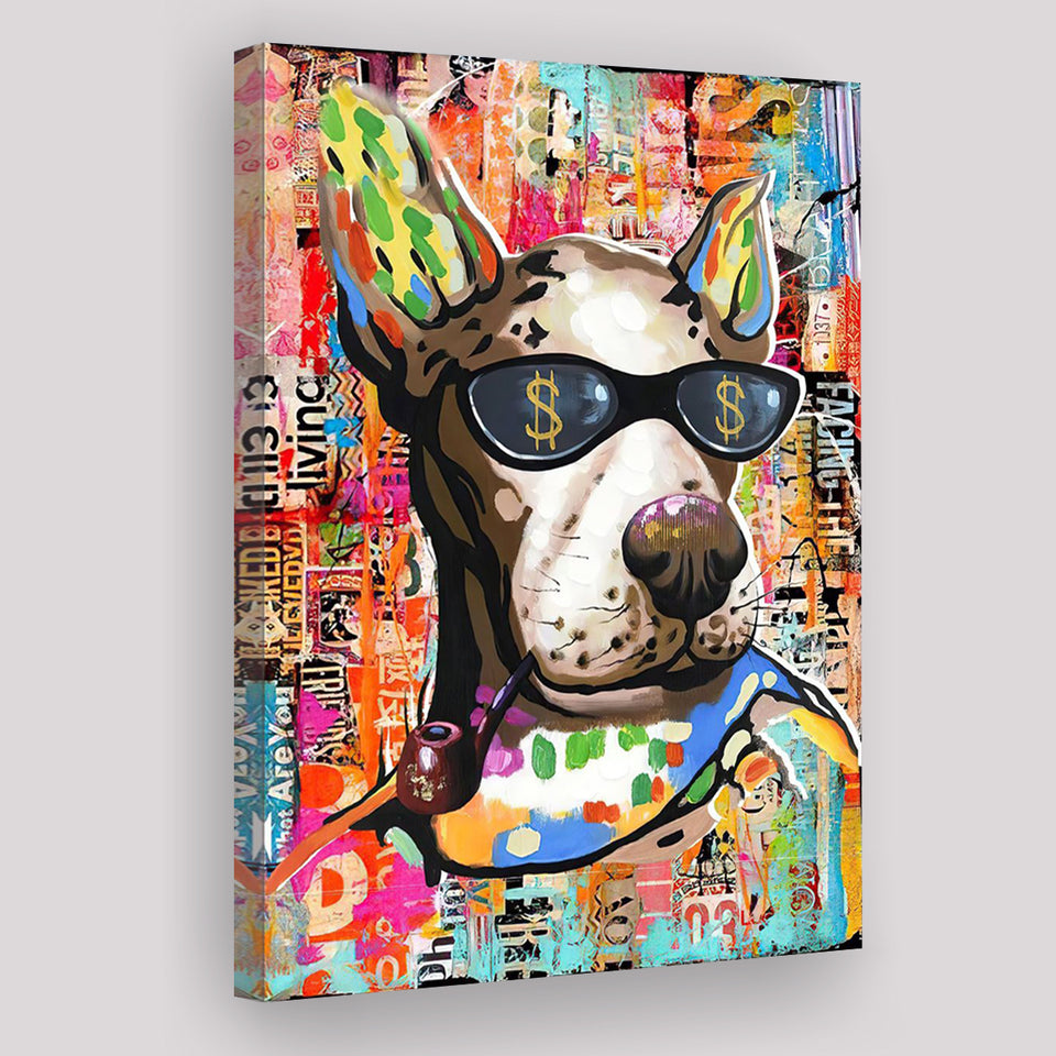 Money Dog Pop Art Canvas Prints Wall Art Decor - Painting Canvas, Home Decor, Art Print, Art For Sale