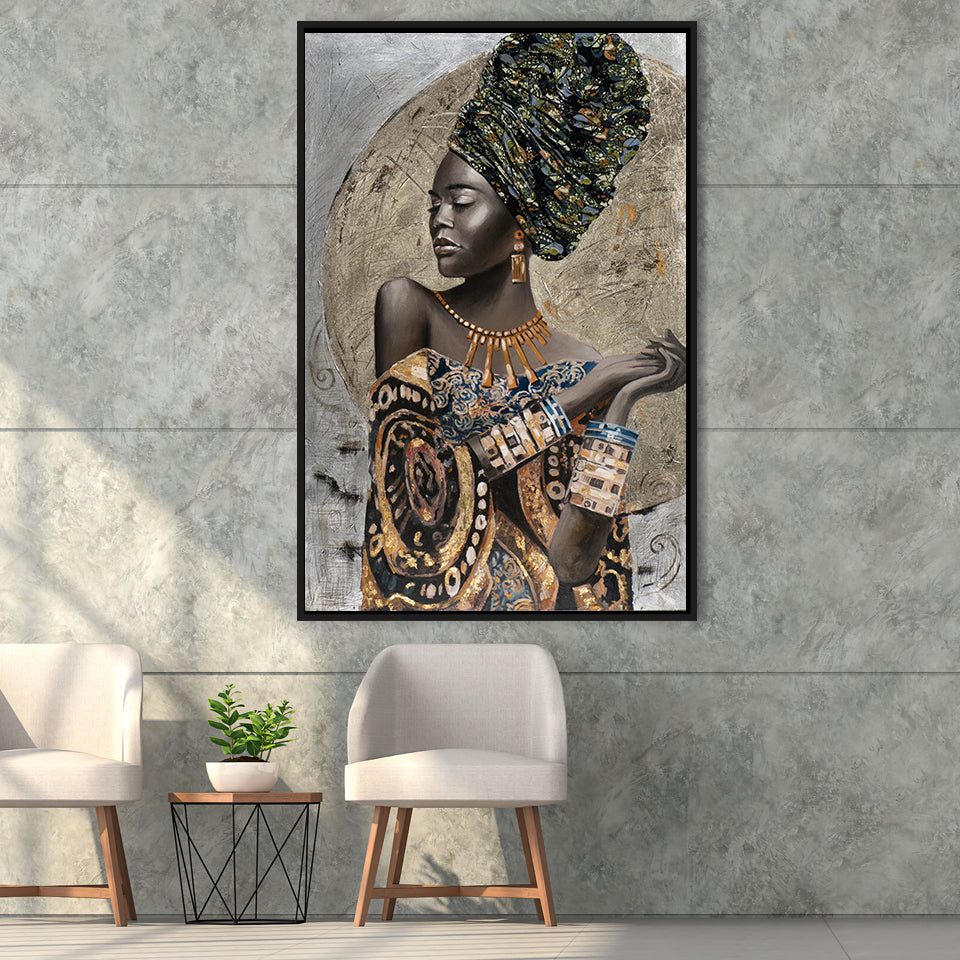 Moonlight Serenity Framed Canvas Prints Wall Art Home Decor - Painting Canvas,Black Frame, Ready to hang