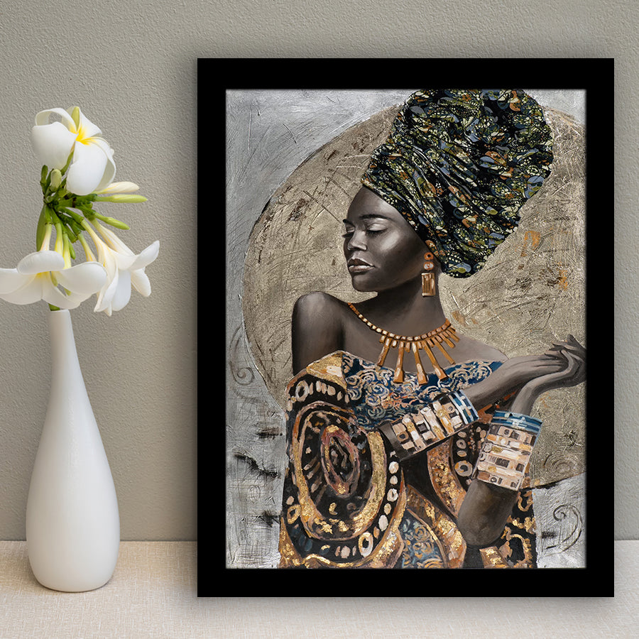 Wall Art Print, Golden flowers in moonlight