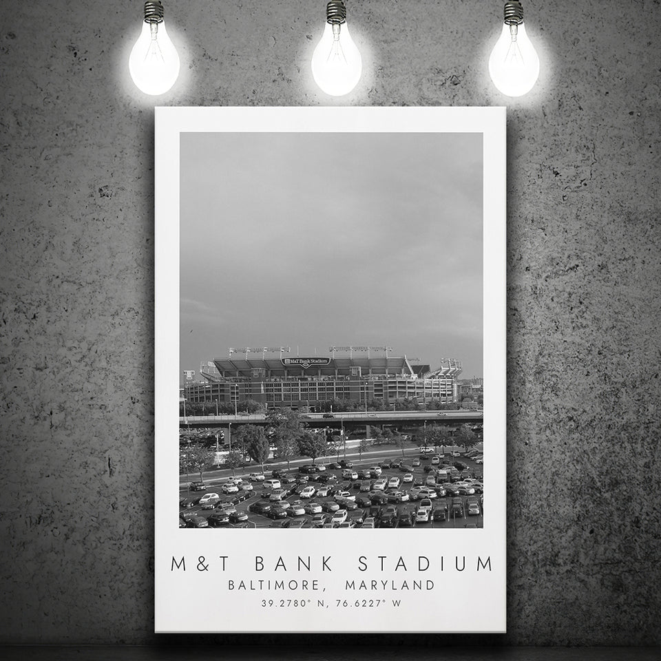 M&T Bank Stadium Baltimore Ravens Football Lovers Black And White Art Canvas Prints Wall Art Home Decor