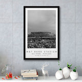 M&T Bank Stadium Baltimore Ravens Football Lovers Black And White Art Framed Canvas Prints Wall Art Home Decor, Floating Frame