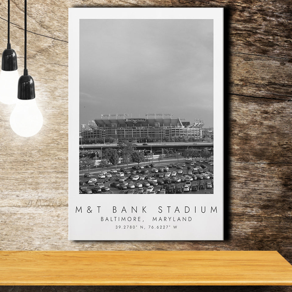 M&T Bank Stadium Baltimore Ravens Football Lovers Black And White Art Canvas Prints Wall Art Home Decor
