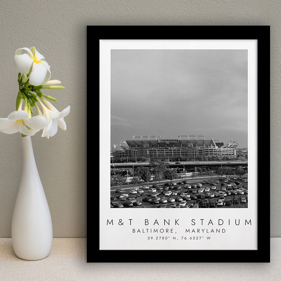 M&T Bank Stadium Baltimore Ravens Football Lovers Black And White Art Framed Art Prints Wall Art Decor, Framed Picture