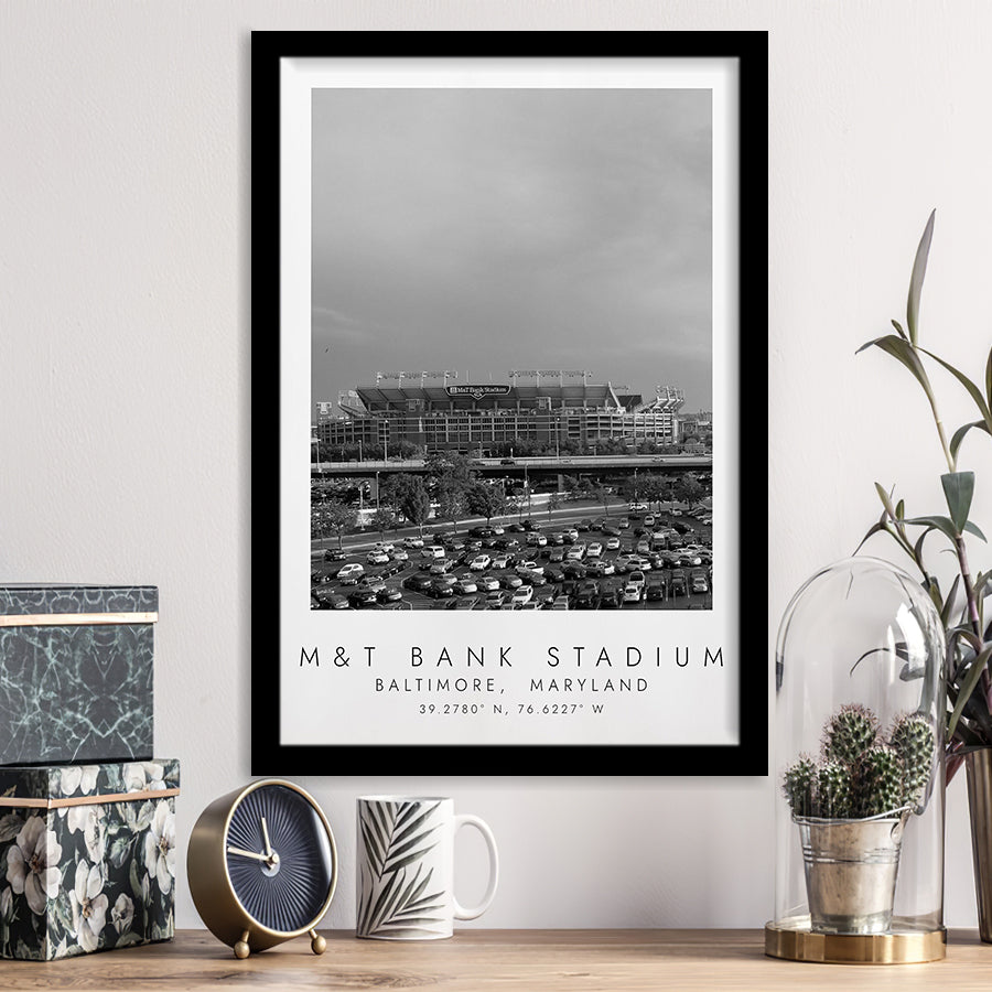 M&T Bank Stadium Baltimore Ravens Football Lovers Black And White Art Framed Art Prints Wall Art Decor, Framed Picture