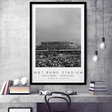 M&T Bank Stadium Baltimore Ravens Football Lovers Black And White Art Framed Art Prints Wall Art Decor, Framed Picture