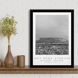 M&T Bank Stadium Baltimore Ravens Football Lovers Black And White Art Framed Canvas Prints Wall Art Home Decor, Floating Frame