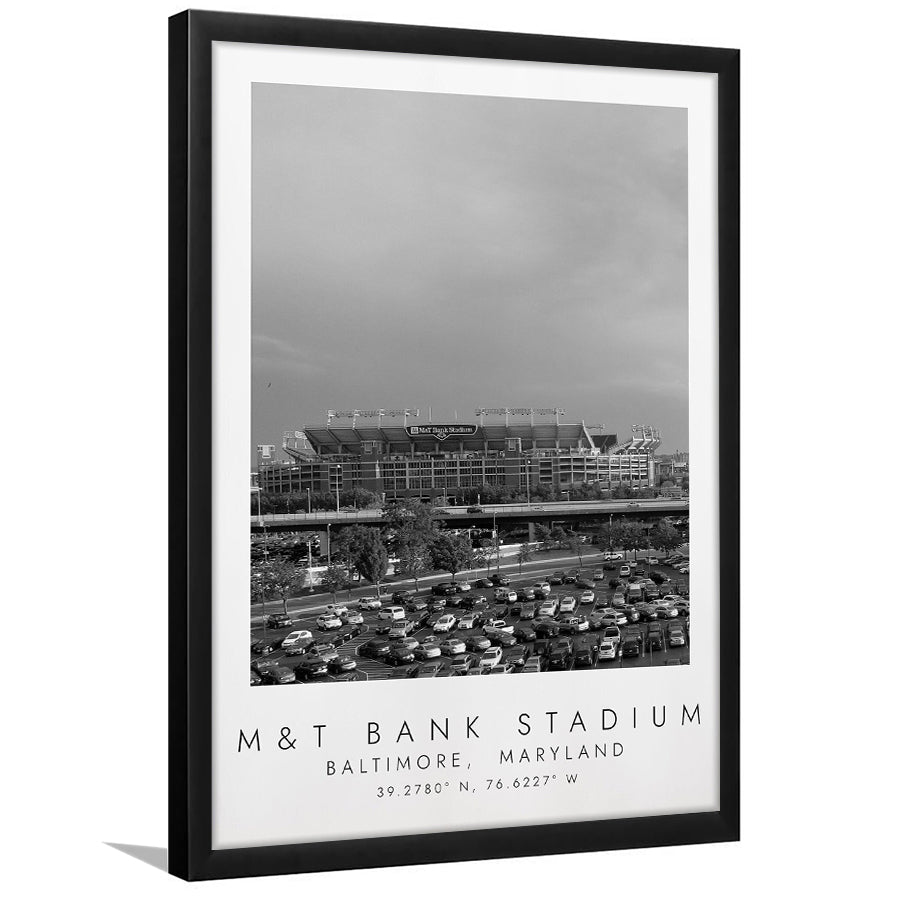 M&T Bank Stadium Baltimore Ravens Football Lovers Black And White Art Framed Art Prints Wall Art Decor, Framed Picture