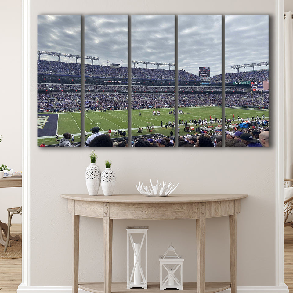 MT Bank Stadium Canvas Prints Baltimore Ravens Wall Art,Multi Panels B,Sport Stadium Art Prints, Fan Gift
