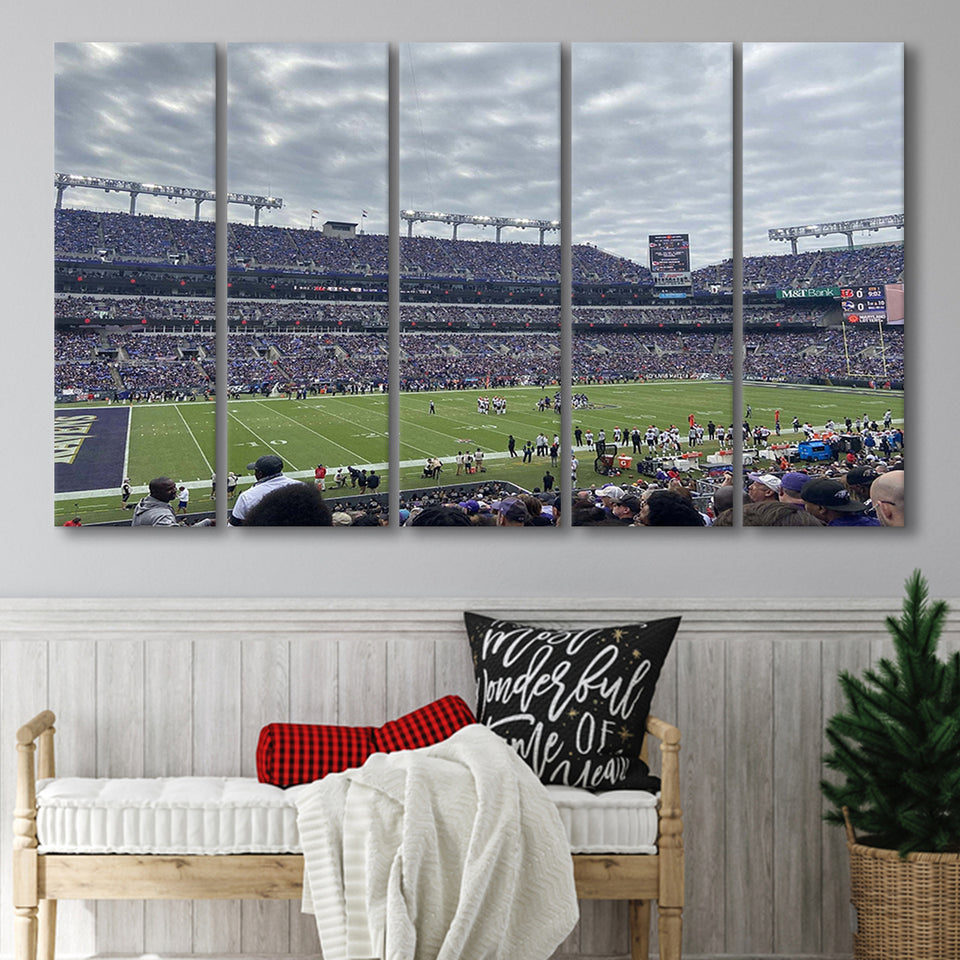 MT Bank Stadium Canvas Prints Baltimore Ravens Wall Art,Multi Panels B,Sport Stadium Art Prints, Fan Gift