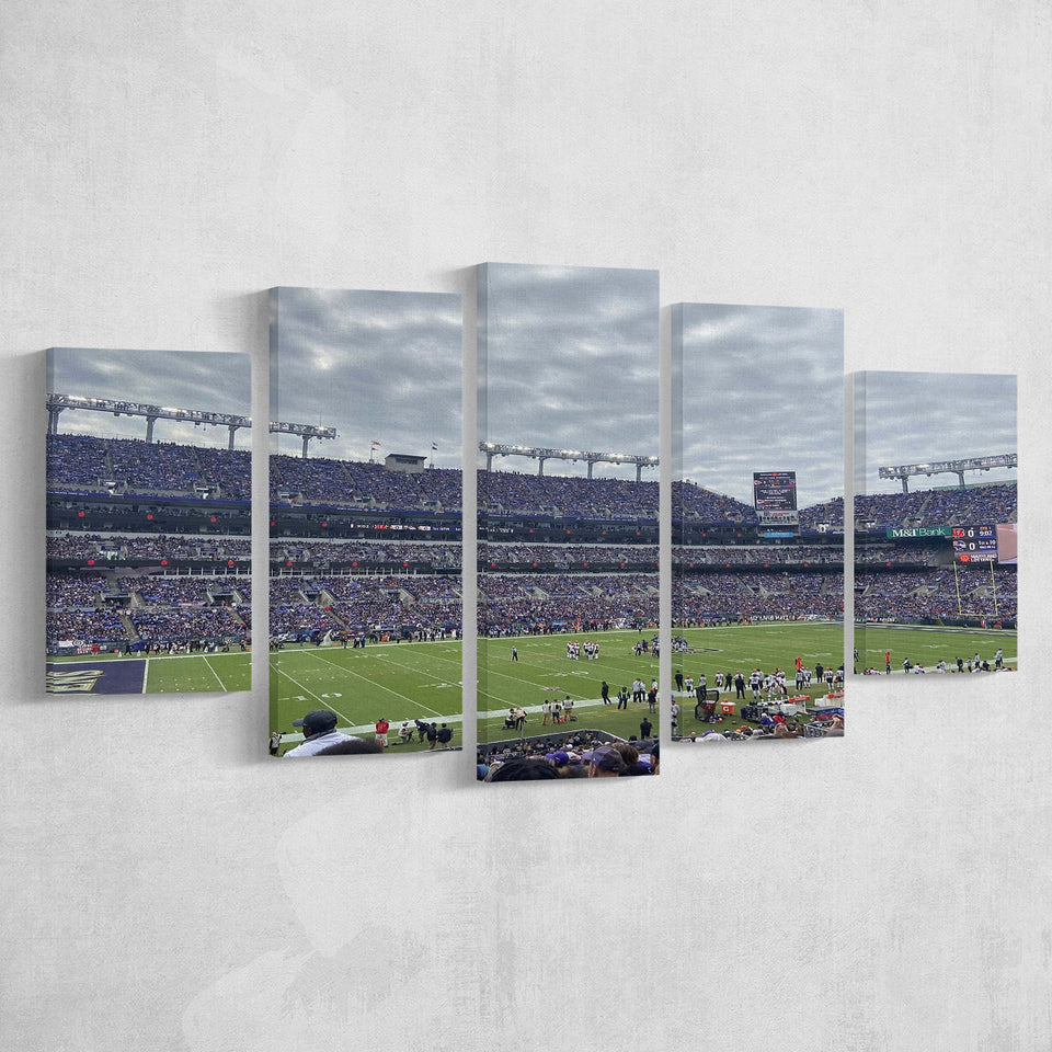 MT Bank Stadium Canvas Prints Baltimore Ravens Wall Art,Multi Panels,Sport Stadium Art Prints, Fan Gift