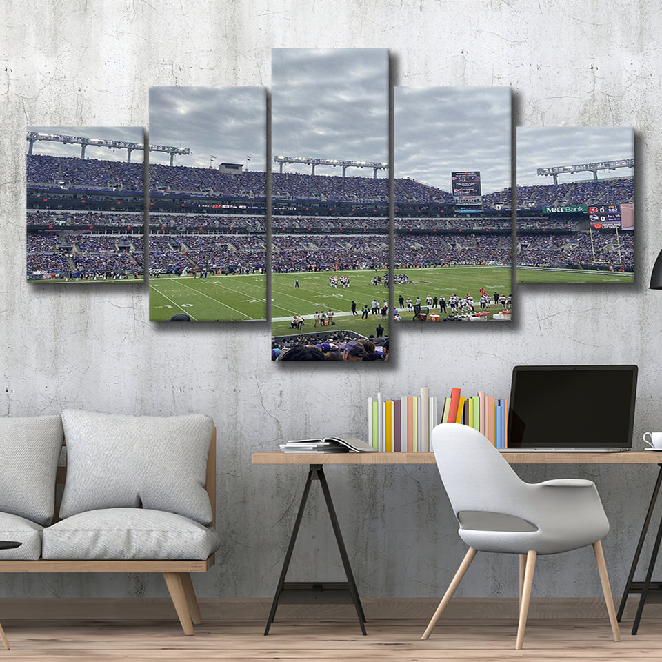 MT Bank Stadium Canvas Prints Baltimore Ravens Wall Art,Multi Panels,Sport Stadium Art Prints, Fan Gift