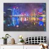 Macau China Skyline High Rise Casino City Art Watercolor Canvas Prints Wall Art Home Decor, Large Canvas