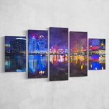 Macau China Skyline High Rise Casino 5 Pieces Mixed Canvas Prints Wall Art Home Decor