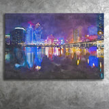 Macau China Skyline High Rise Casino City Art Watercolor Canvas Prints Wall Art Home Decor, Large Canvas