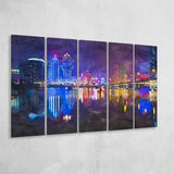 Macau China Skyline High Rise Casino 5 Pieces Extra Large Canvas Prints Wall Art Home Decor
