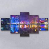 Macau China Skyline High Rise Casino 5 Pieces Mixed Canvas Prints Wall Art Home Decor
