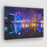 Macau China Skyline High Rise Casino City Art Watercolor Canvas Prints Wall Art Home Decor, Large Canvas