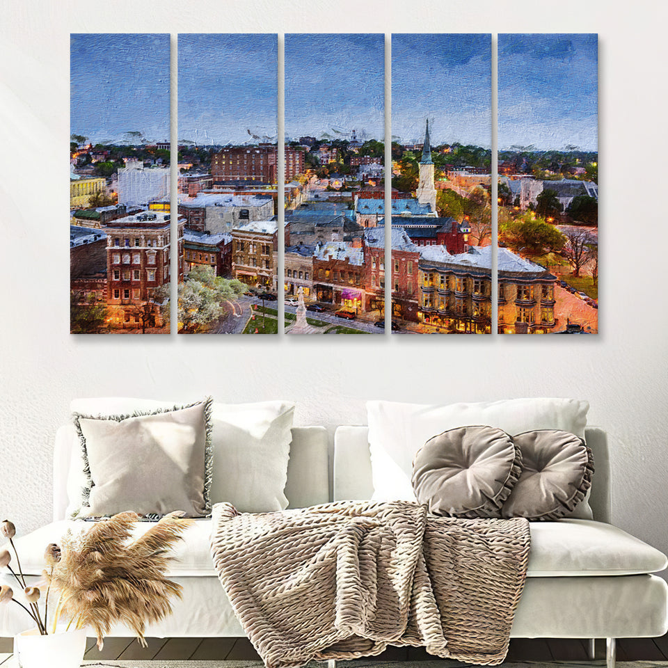 Macon Cityscape 5 Piece B Canvas Prints Wall Art Decor - Painting Canvas, Multi Panels