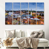 Macon Cityscape 5 Piece B Canvas Prints Wall Art Decor - Painting Canvas, Multi Panels