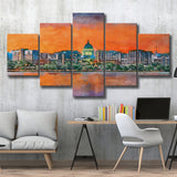 Madison Wisconsin Usa Downtown Skyline Dusk 5 Pieces Mixed Canvas Prints Wall Art Home Decor