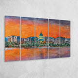 Madison Wisconsin Usa Downtown Skyline Dusk 5 Pieces Extra Large Canvas Prints Wall Art Home Decor